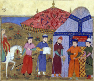 Dschingis Khan und chinesische Gesandte (wikimedia commons)